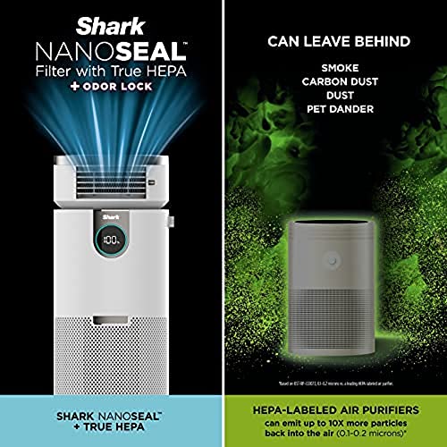 Shark HC502 3-in-1 Clean Sense Air Purifier MAX, Heater & Fan, HEPA Filter, 1000 Sq Ft, Oscillating, Large Rooms, Kitchens, Captures 99.98% of Particles for Clean Air, Dust, Smoke & Allergens, White