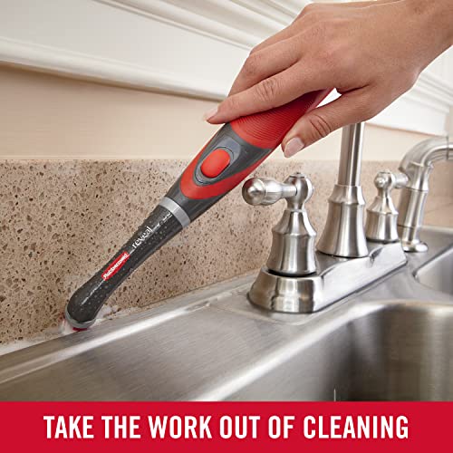 Rubbermaid Reveal Cordless Battery Power Scrubber, Gray/Red, Multi-Purpose Scrub Brush Cleaner for Grout/Tile/Bathroom/Shower/Bathtub, Water Resistant, Lightweight, Ergonomic Grip (1839685)