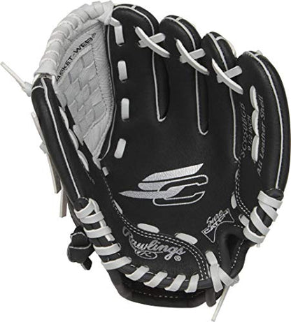 Rawlings Sure Catch Series Youth Baseball Glove, Basket Web, 9.5 inch, Right Hand Throw, Black/Gray