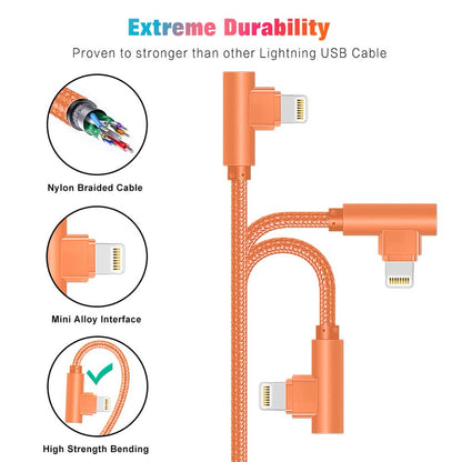 iPhone Charger Cable [MFI Certified], 3 Packs 6FT 90 Degree USB Lightning Cable Nylon Braided Fast Charging Cord