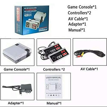 GameNext Mini Game Console Childhood Video Game Consoles Built-in 620 Games with NES Dual Controllers Handheld Game Player Console Classic System Edition Plug & Play for Kids & Adults