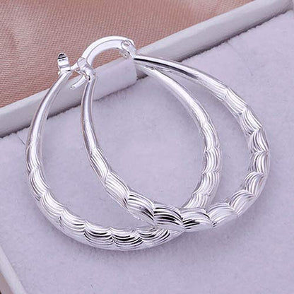 Lucare Women's 925 Sterling Silver U Shape Hollow Hoop Dangle Earrings Jewelry Gift 1