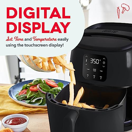 DASH Tasti-Crisp™ Digital Air Fryer with AirCrisp Technology, Custom Presets, Temperature Control, and Auto Shut Off Feature, 2.6 Quart - Black