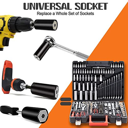 Universal Socket Tools Gifts for Men-Stocking Stuffers for Men,Mens Christmas Gifts,Birthday Gifts Cool Stuff Gadgets for Men Dad Boyfriend Father,Tools Socket Set with Power Drill Adapter (7-19 MM)