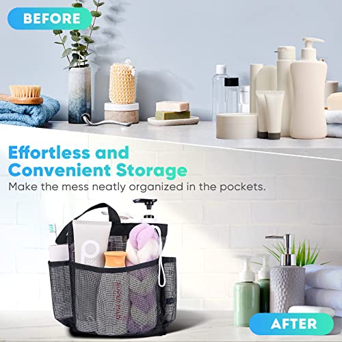 EUDELE Mesh Shower Caddy Portable for College Dorm Room Essentials,Portable Shower Caddy Dorm with 8-Pocket Large Capacity,Shower Bag for Beach,Swimming,Gym