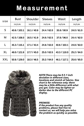 Bellivera Women Double Sided Faux Fur Jacket Reversible Winter with Fur Collar Hood Puffer Coat Worn on Both Sides 19225 Gray M