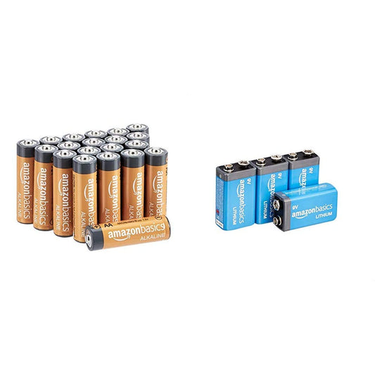 Amazon Basics Battery Combo Pack | AA 20-Pack and 9V Lithium 4-Pack (May Ship Separately)