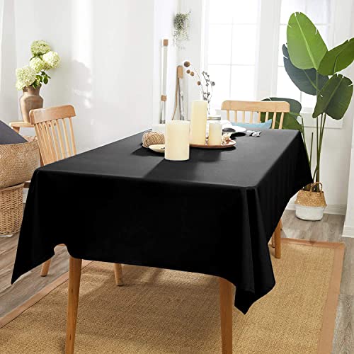 ANPTGHT Black Square Tablecloth 60 x 60 Inch 210 GSM Stain&Water Wrinkle Resistant Washable Fabric Table Cloth for Dining Table Buffet Parties Outdoor Picnic Camping Kitchen