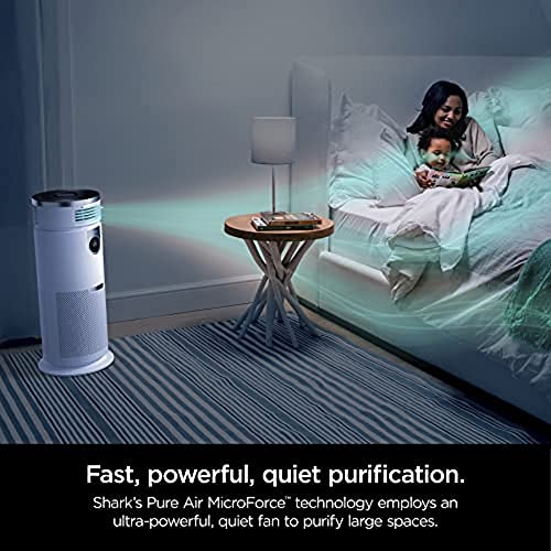 Shark HC502 3-in-1 Clean Sense Air Purifier MAX, Heater & Fan, HEPA Filter, 1000 Sq Ft, Oscillating, Large Rooms, Kitchens, Captures 99.98% of Particles for Clean Air, Dust, Smoke & Allergens, White