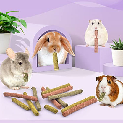 Bissap 36PCS Rabbit Chew Sticks, Mixed Natural Timothy Hay Oat Carrot Bunny Chew Toys and Treats for Rabbits Bunnies Chinchillas Guinea Pigs Hamsters and Other Small Animals Molar Snacks