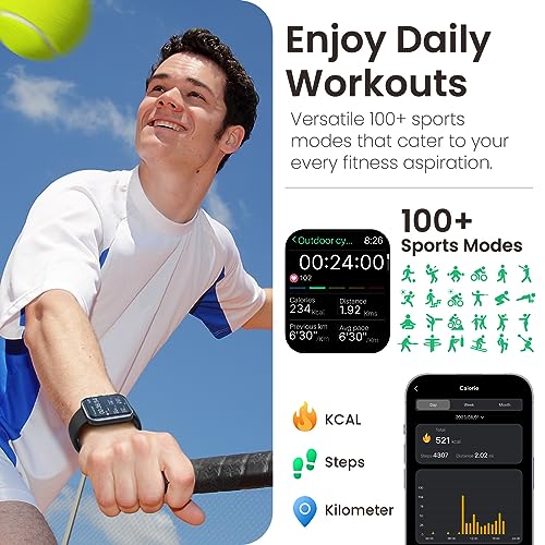 TOZO S3 Smart Watch (Answer/Make Call) Bluetooth Fitness Tracker with Heart Rate, Blood Oxygen Monitor, Sleep Monitor IP68 Waterproof 1.83-inch HD Color for Men Women Compatible iPhone & Android