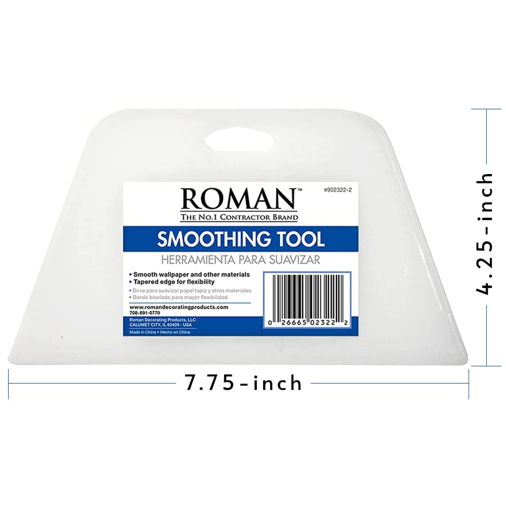 ROMAN’s Wallpaper Smoothing Tool for Home Improvement, Wallpaper Smoother for Installation, 7.75-Inch Wide, Plastic, White