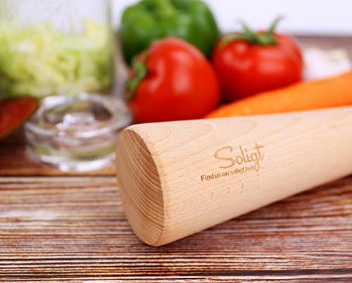 SOLIGT 12" Sauerkraut Pounder for Mason Jars Vegetable Fermentation- One Piece of Solid Wood