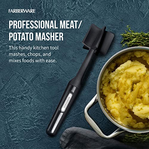 Farberware 5211438 Professional Heat Resistant Nylon Meat and Potato Masher, Safe for Non-Stick Cookware, 10-Inch, Black