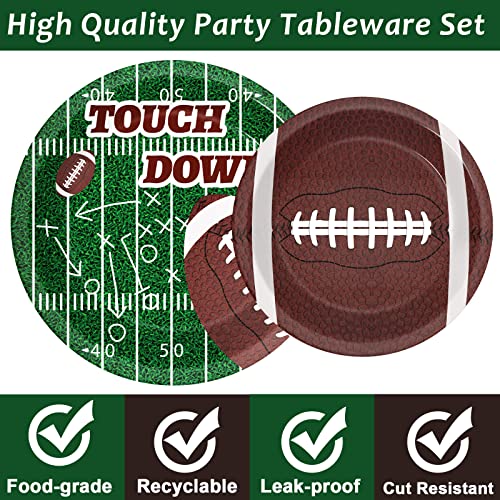 ZOIIWA 96 Pieces Football Tableware Set 24 Guests for Football Birthday Table Decorations Supplies Touchdown Football Game Day Party Dessert Plates Napkins Forks Birthday Party Favors