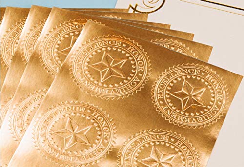 Great Papers! Star Embossed Official Gold Foil Certificate Seal for Achievements and Awards, 48 Count (903419)