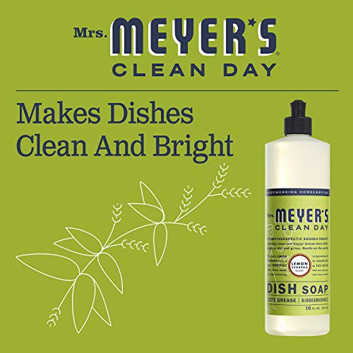 Mrs. Meyer's Liquid Dish Soap, Biodegradable Formula, Lemon Verbena, 16 fl. oz - Pack of 3