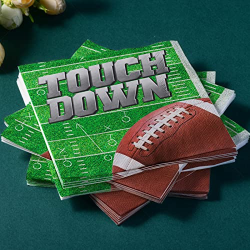 Football Party Supplies Kit Serve 25, Includes Disposable Dinner Plates, Dessert Plates, Napkins, Cups,and Football Tablecloth, Perfect for Football Birthday Party Tailgate Party Decorations