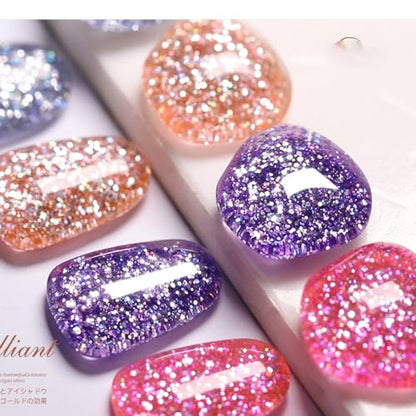 Allenbelle Gel Nail Polish Set,Glitter Gel Nail Polish Kit,Glitter Gel Polish Gel Nail Kit, UV LED Soak Off Glitter Nail Polish Gel Set Nail Art