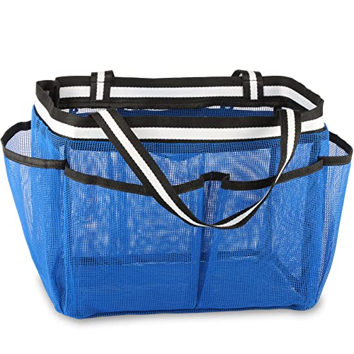 Ocim XL Mesh Shower Caddy Tote Bag - Large Portable Shower Caddy Basket for Dorm College Gym Camping Bathroom - Blue