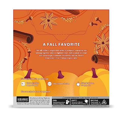 Starbucks K-Cup Coffee Pods, Pumpkin Spice Naturally Flavored Coffee for Keurig Brewers, 100% Arabica, Limited Edition, 1 Box (32 Pods)