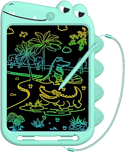 LCD Writing Drawing Tablet for Kids - 10 Inch Colorful Doodle Board Educational Learning Erasable Reusable Pad with Magnetic Pen Toddler Toy Gift for 3 4 5 6 7 8 9 Years Old Boy Girl (Crocodile)