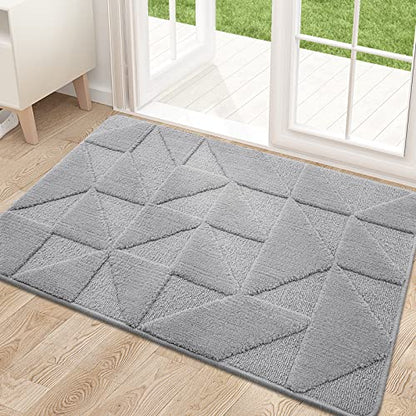 OLANLY Door Mats Indoor, Non-Slip, Absorbent, Dirt Resist, Entrance Washable Mat, Low-Profile Inside Entry Doormat for Entryway (32x20 inches, Grey)