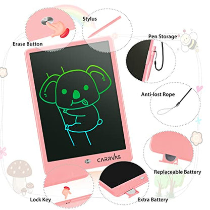 CARRVAS LCD Writing Tablet Doodle Board 10inch Colorful Drawing Tablet Writing Pad Reusable Drawing pad Toy Gifts for 3 4 5 6 7 8 Years Old Toddler Boys Girls