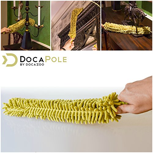 DocaPole Microfiber Flex-and-Stay Ceiling Fan Duster with Removable Microfiber Chenille Dusting Cloth; Use by Hand or Attach to DocaPole Telescopic Extension Pole (Pole Not Included)