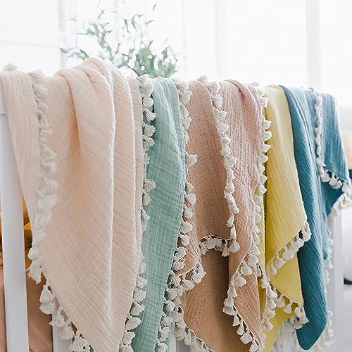 Crane Baby Muslin Swaddle Blanket, Soft Cotton Lightweight Nursery and Stroller Blanket for Baby Boys & Girls, Evergreen, 30" x 40"