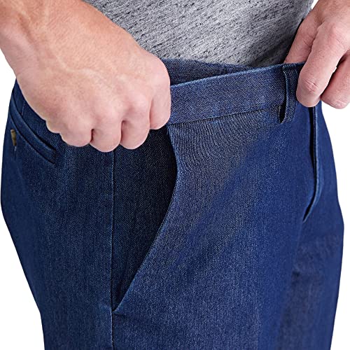 Haggar Men's Casual Classic Fit Denim Trouser Pant-Regular and Big & Tall Sizes, Medium Blue Cla, 36W x 29L