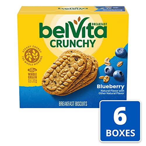 belVita Blueberry Breakfast Biscuits, 30 Total Packs, 6 Boxes (4 Biscuits Per Pack)