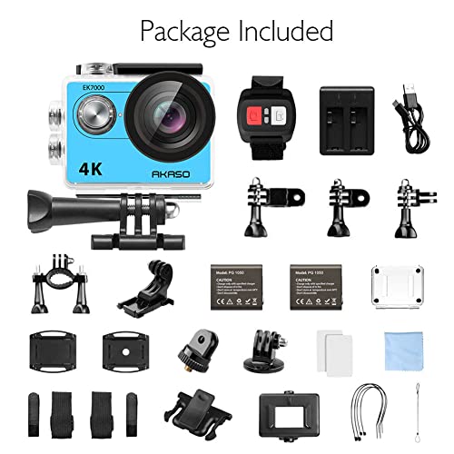 AKASO EK7000 4K30FPS Action Camera Ultra HD Underwater Camera 170 Degree Wide Angle 98FT Waterproof Camera Blue