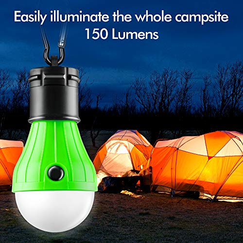 FLY2SKY Tent Lamp 4 Packs Portable LED Tent Light Clip Hook Hurricane Emergency Lights LED Camping Light Bulb Camping Tent Lantern Bulb Camping Equipment for Camping Hiking Backpacking Fishing Outage