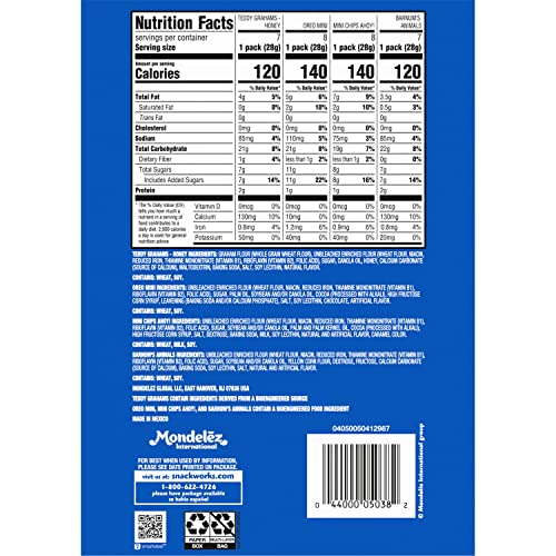 Nabisco Team Favorites Variety Pack, OREO Mini, CHIPS AHOY! Mini, Teddy Grahams Honey & Barnum's Animal Crackers, 30 Snack Packs