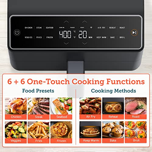 COSORI Pro III Air Fryer Dual Blaze, 6.8-Quart, Precise Temps Prevent Overcooking, Heating Adjusts for a True Air Fry, Bake, Roast, and Broil, Even and Fast Cooking, In-App Recipes, 1750W, Dark gray