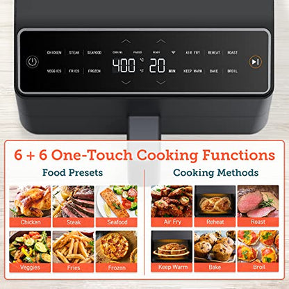 COSORI Pro III Air Fryer Dual Blaze, 6.8-Quart, Precise Temps Prevent Overcooking, Heating Adjusts for a True Air Fry, Bake, Roast, and Broil, Even and Fast Cooking, In-App Recipes, 1750W, Dark gray