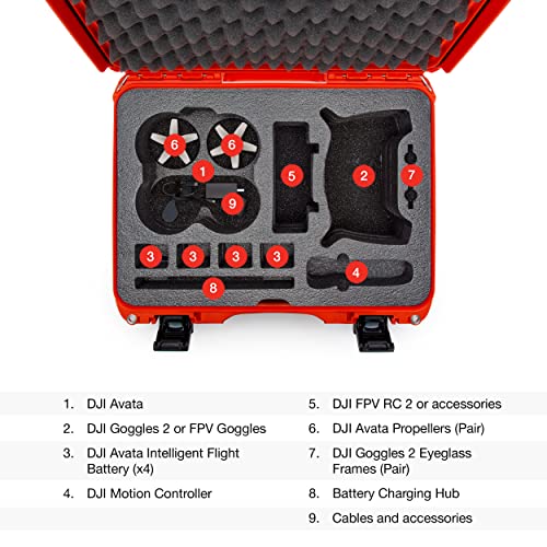 Nanuk 925 Waterproof Hard Case with Foam Insert for DJI Avata FPV Unit, Goggles and Fly More Combo - Orange (925S-080OR-0A0-C0745)