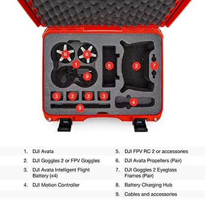 Nanuk 925 Waterproof Hard Case with Foam Insert for DJI Avata FPV Unit, Goggles and Fly More Combo - Orange (925S-080OR-0A0-C0745)