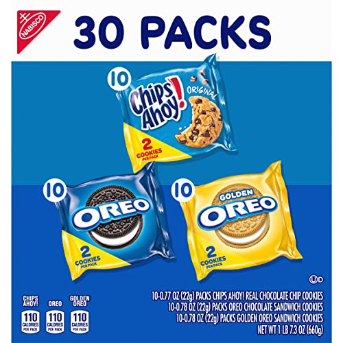 Nabisco Sweet Treats Cookie Variety Pack OREO, OREO Golden & CHIPS AHOY!, 30 Snack Packs (2 Cookies Per Pack)