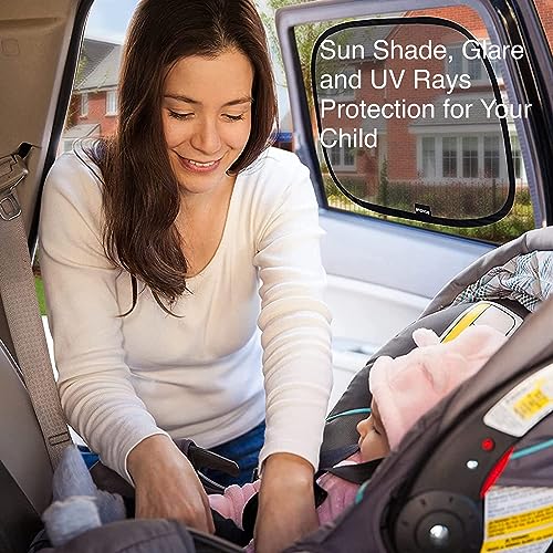 Enovoe Car Window Shades for Baby (21"x14") - 4 Pack - Sun Shade Blocker, Cling Window Cover - Glare Shield and UV Rays Protection for Your Child - Side Window Screens for SUV- Mesh Car Window Shade