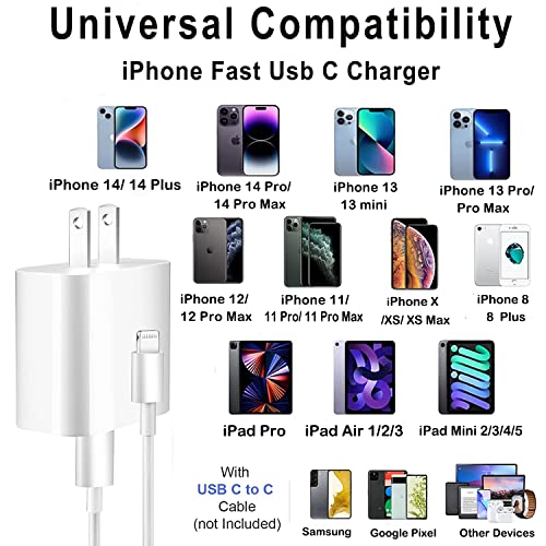 iPhone Charger Fast Charging,【Apple MFi Certified】2Pack Type C Fast Apple Charger Block Adapter 6FT USB-C to Lightning Cable for iPhone 14/13/13 Pro/12/12 Pro/12 Pro Max/11/Xs Max/XR/X/SE,iPad,AirPods