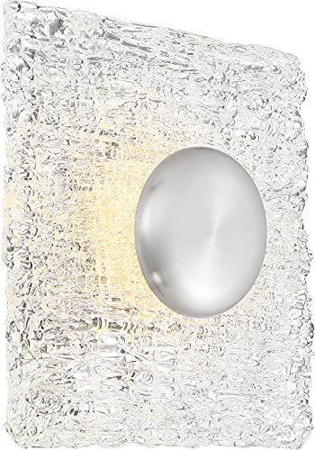 Nuvo 62/1491 Riverbed LED Lighting Fixture, 11W Square Flush Mounted, Polished Nickel Finish with Woven Glass