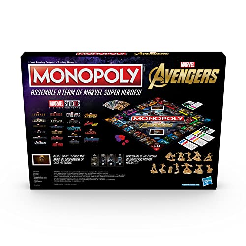 Hasbro Gaming Monopoly: Marvel Avengers Edition Board Game for Ages 8 and Up