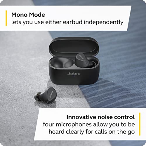 Jabra Elite 4 Active in-Ear Bluetooth Earbuds – True Wireless Earbuds with Secure Active Fit, 4 Built-in Microphones, Active Noise Cancellation and Adjustable HearThrough Technology – Black