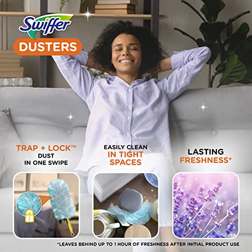 Swiffer Dusters, Ceiling Fan Duster, Multi Surface Refills with Febreze Lavender, 18 Count