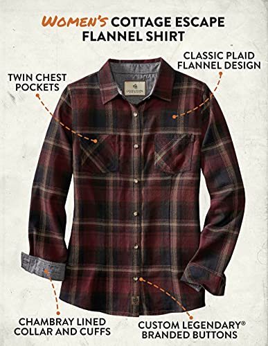 Legendary Whitetails Women's Standard Cottage Escape Flannel Shirt, Forest Plaid, Small