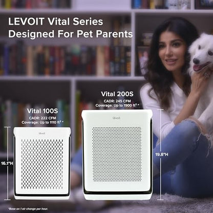 LEVOIT Air Purifiers for Home Large Room Bedroom Up to 1110 Ft² with Air Quality and Light Sensors, Smart WiFi, Washable Filters, HEPA Filter Captures Pet Hair, Allergies, Dust, Smoke, Vital 100S