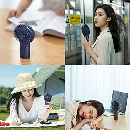 JISULIFE Handheld Mini Fan [20Hrs Cooling] USB Rechargeable 4000mAh Portable Fan, Battery Operated Hand Fan for Travel/Makeup/Eyelash/Face/Summer-Blue