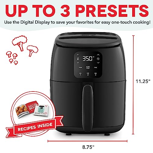 DASH Tasti-Crisp™ Digital Air Fryer with AirCrisp Technology, Custom Presets, Temperature Control, and Auto Shut Off Feature, 2.6 Quart - Black